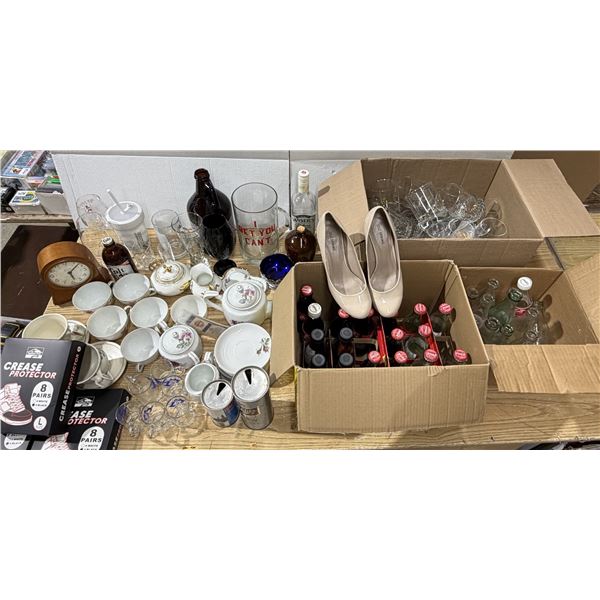 Lot of Glassware, Coke Bottles Sealed, Misc. etc.