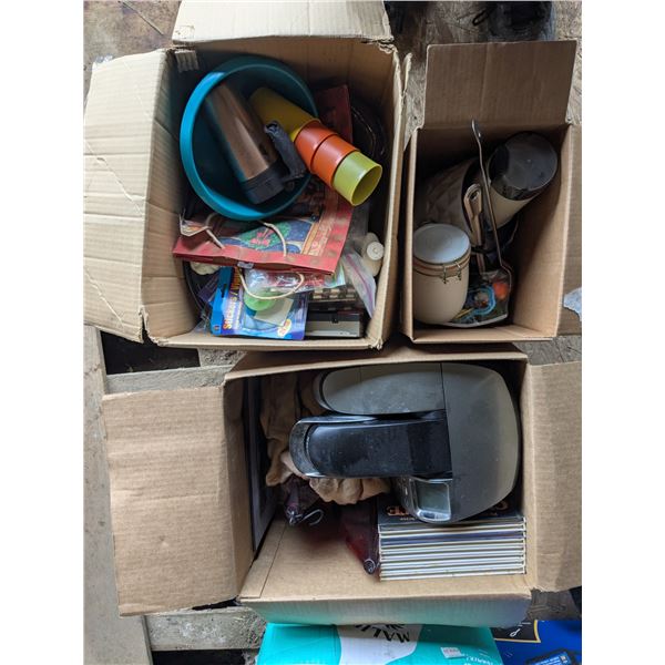 3 boxes mixed household goods