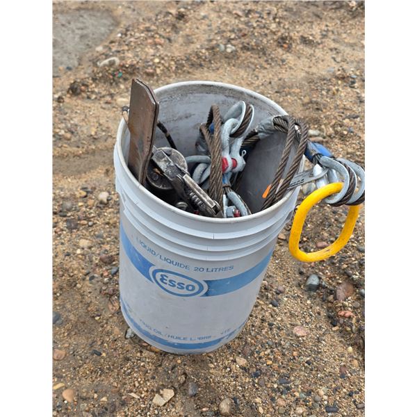 Bucket of tuff lifts, chains, grease gun