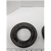 Image 2 : 3 small rubber tires, approximately  6" diameter, one solid