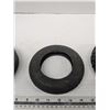 Image 3 : 3 small rubber tires, approximately  6" diameter, one solid