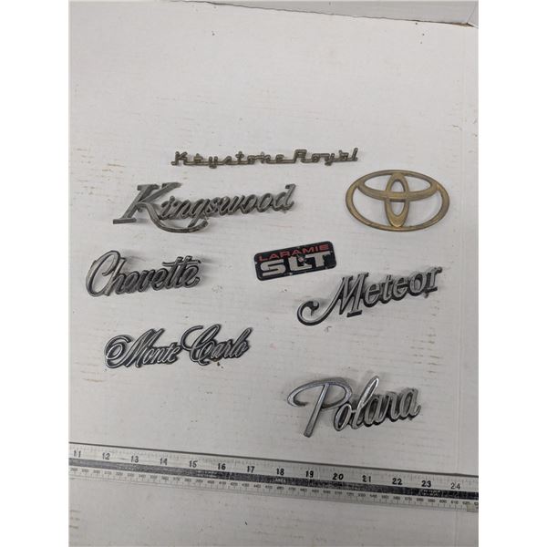 vehicle emblems - toyota, kingswood, monte carlo, chevette, meteor, polara
