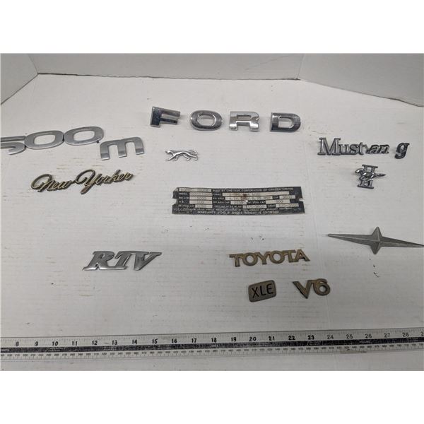 vehicle emblems - Ford, Mustang, jaguar, new yorker, and more