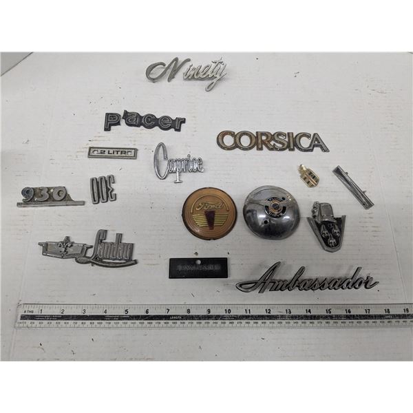 vintage emblems, ford, chrysler, corsica, ambassador, landau, caprice