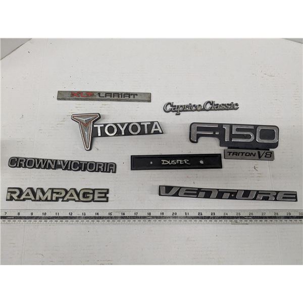 vehicle emblems- rampage, toyota, crown vic, f150 triton, caprice classic