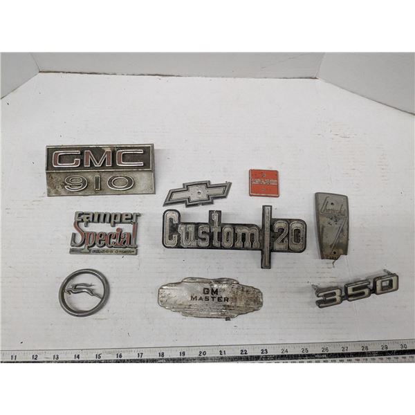 vehicle emblems- chevy, gmc, custom20, impala