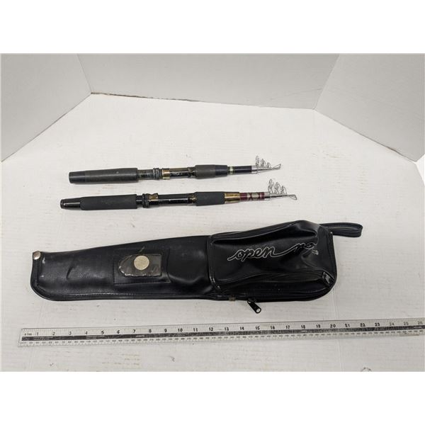 2 telescoping fishing rods with carry case, no reels