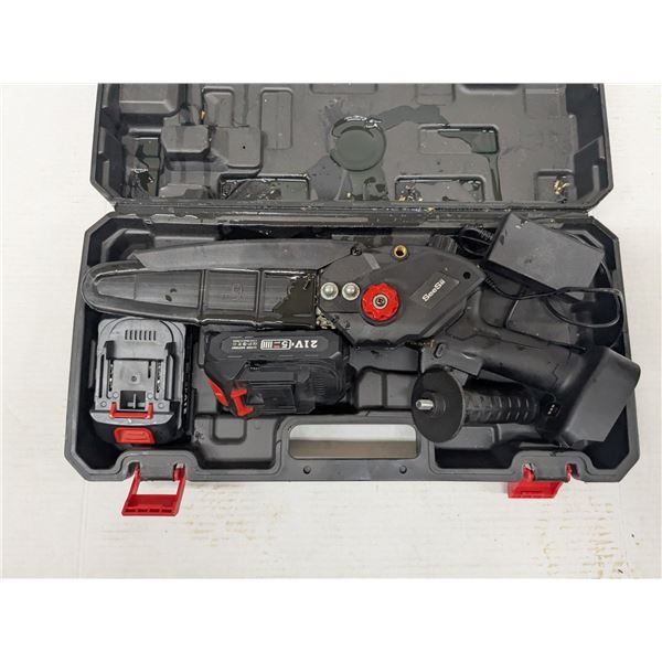 21V rechargeable, 8" chainsaw