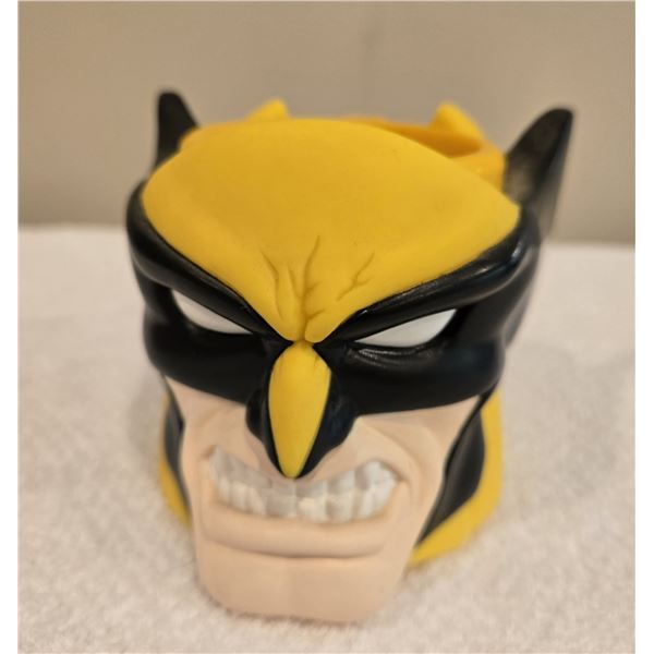 Vintage 1997 Wolverine plastic figural mug by Marvel.