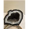 Image 1 : Brazilian agate geode.  Tan exterior, cavity lined with white quartz crystals. 3 1/2" tall, 3 1/2" a