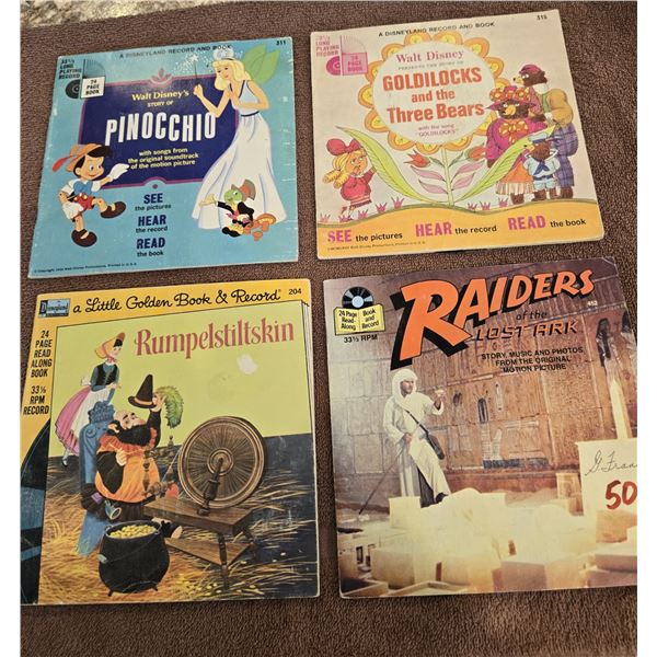 Lot of 4 vintage 24 page Read-Along book and records.
