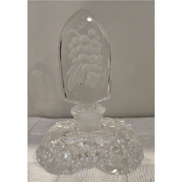 Vintage Imperial glass crystal perfume bottle.  Frosted grape design on the stopper.  No chips or cr
