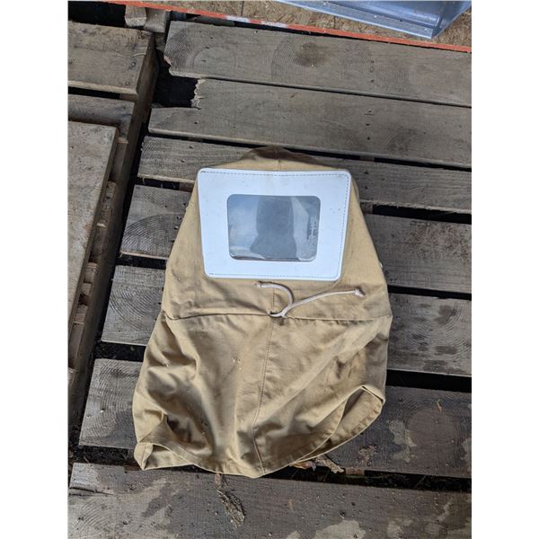 Hardhat with apron cover for sandblasting
