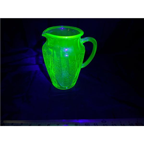 Vintage Uranium Glass Pitcher **Cracked Rim