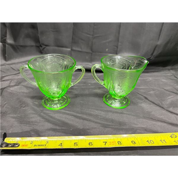 Vintage Uranium Creamer and Sugar Bowls