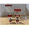 Image 1 : Indiana Glass Company in Diamond Point Pattern, Ruby Stained Dishes