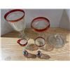 Image 2 : Indiana Glass Company in Diamond Point Pattern, Ruby Stained Dishes