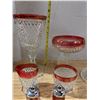 Image 5 : Indiana Glass Company in Diamond Point Pattern, Ruby Stained Dishes