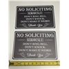 Image 1 : (2) "No Soliciting" Tin Signs. (New)