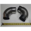 Image 1 : (2) Stainless steel 90-degree elbow pipes, commonly used for stove or chimney ventilation. (New)