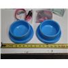 Image 2 : Collection of pet supplies. (2) Pet Bowls, (2) LED Dog Harnesses (Size Large) and (2) Pet Recovery C
