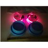 Image 6 : Collection of pet supplies. (2) Pet Bowls, (2) LED Dog Harnesses (Size Large) and (2) Pet Recovery C