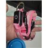 Image 7 : Collection of pet supplies. (2) Pet Bowls, (2) LED Dog Harnesses (Size Large) and (2) Pet Recovery C