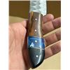 Image 4 : 512 Layer High Carban Damacus Steal Knife features a handle crafted from a combination of wood, bras