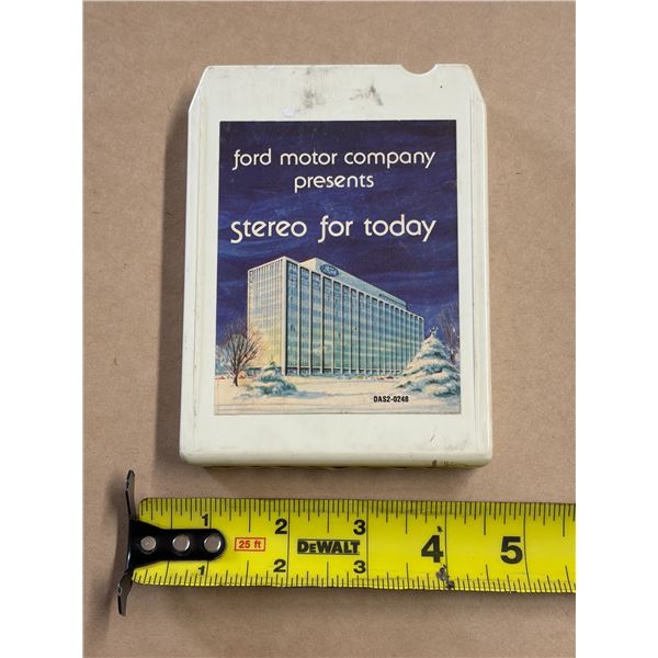 Vintage Ford Motor Company "Stereo for Today" promotional 8-track tape featuring a snowy image of th