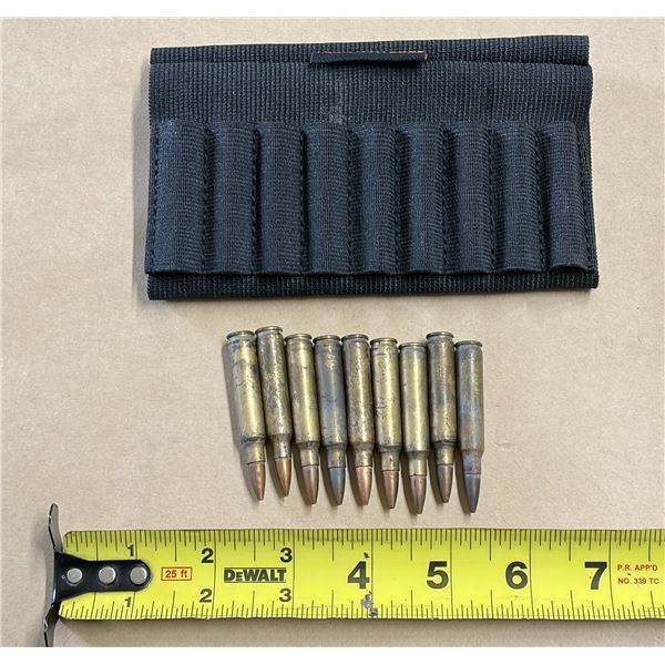 Black Nylon Ammunition Pouch with (9) Rifle Cartridges. (.223)