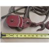 Image 2 : (2) Red Iron Pulley with hook and rope.