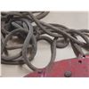 Image 5 : (2) Red Iron Pulley with hook and rope.