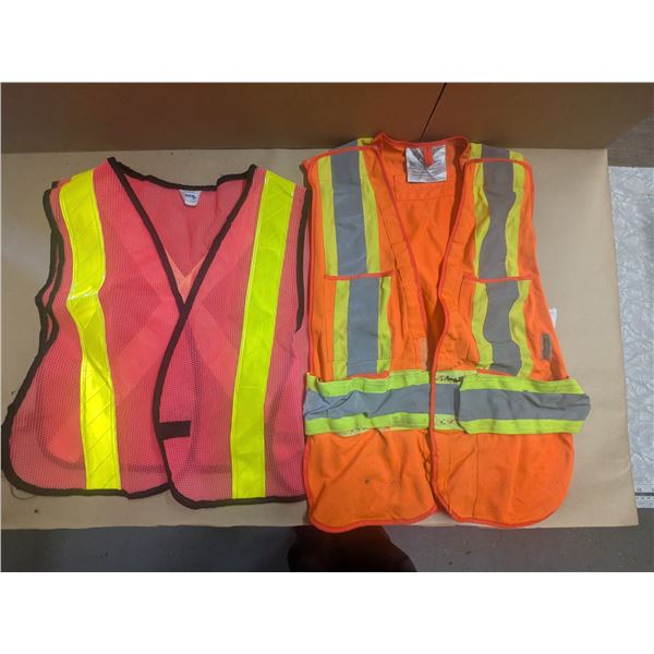 2 reflective safety vests, 1 mesh, 1 fabric