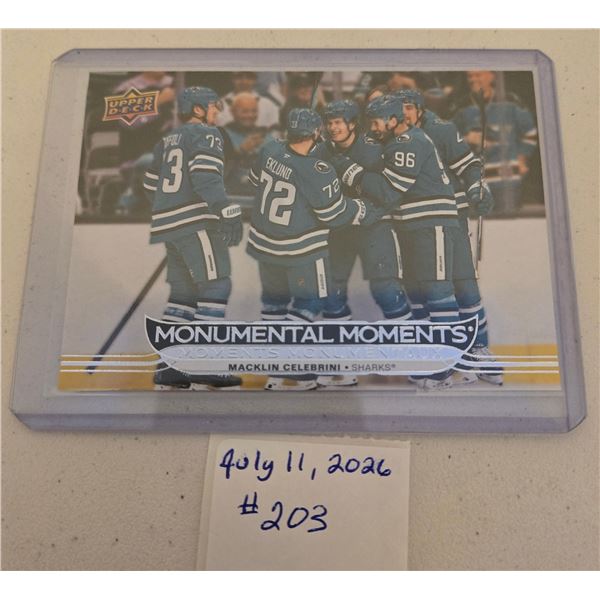Macklin Celebrini Monumental Moments Hockey Card