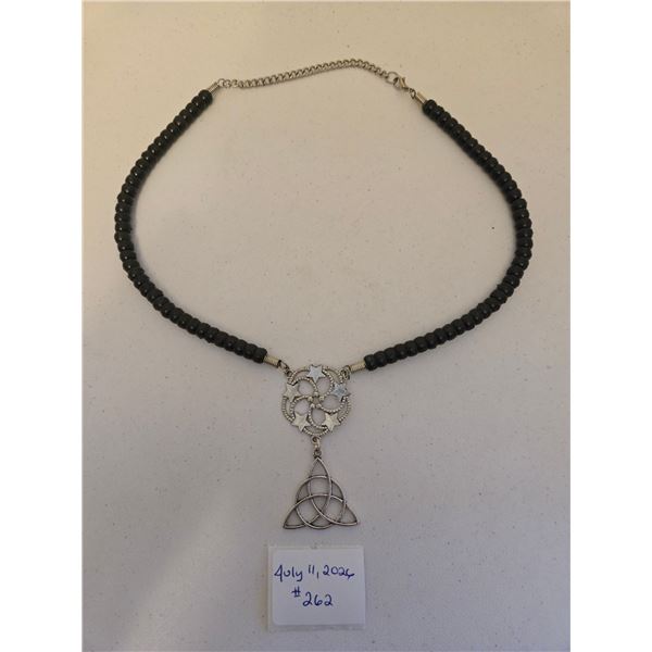Black Necklace with Triquetra Charm