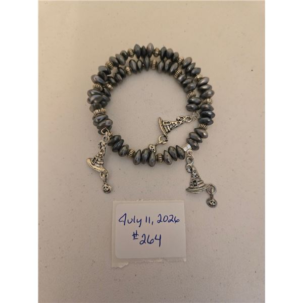 Charm Bracelet with Witch Hat Charms