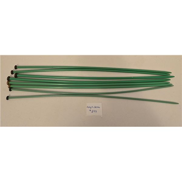 Four Sets of Long Green Knitting Needles