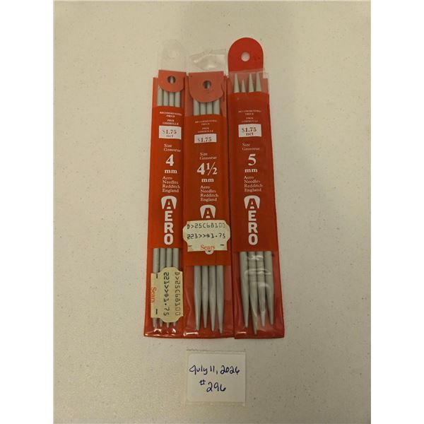 Three Packs of 4 Knitting Needles: 4 mm, 4.5 mm, 5 mm