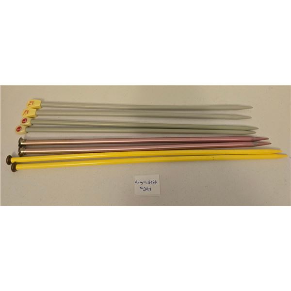 Four Sets of Knitting Needles: Yellow, Metallic Pink, 7 mm and 7.5 mm
