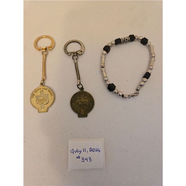 Religious Keychains and Bracelet