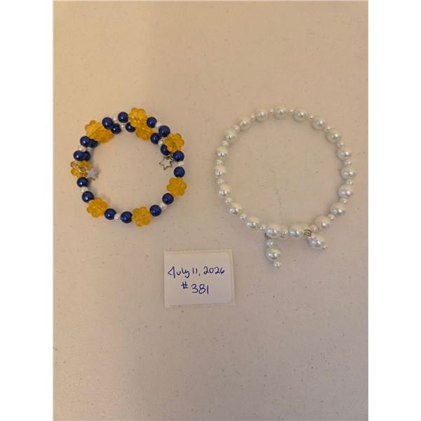 Silver Bracelet and Blue with Yellow Bracelet