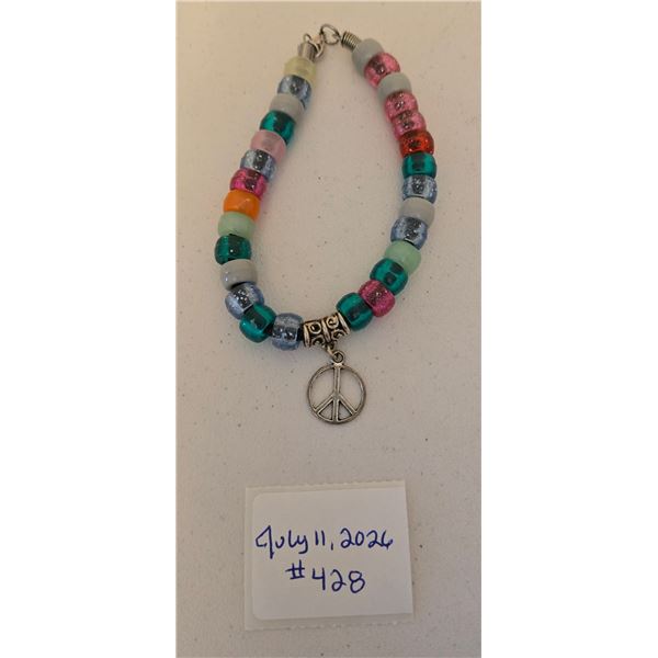 Multicolored Bracelet with Peace Charm
