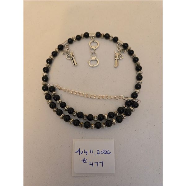 Black Gun and Handcuffs Necklace