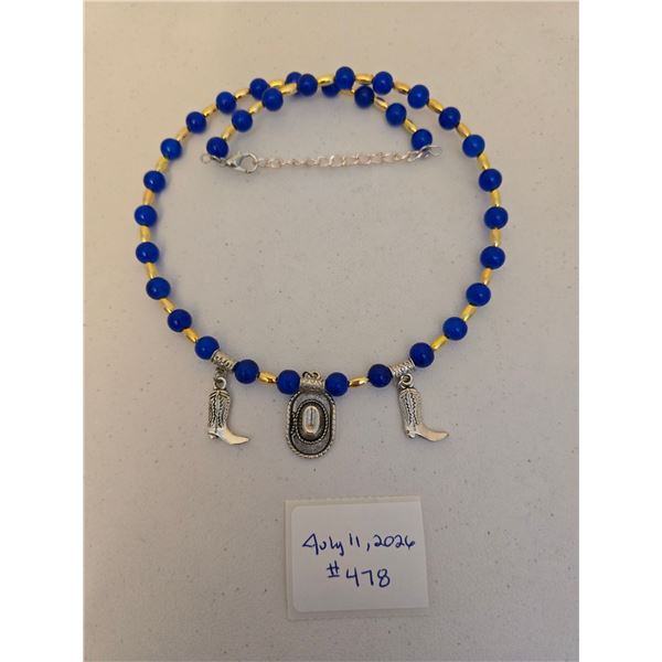 Blue Cowboy Boots and Hat Necklace