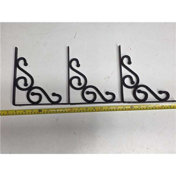 3 wrought iron shelf brackets
