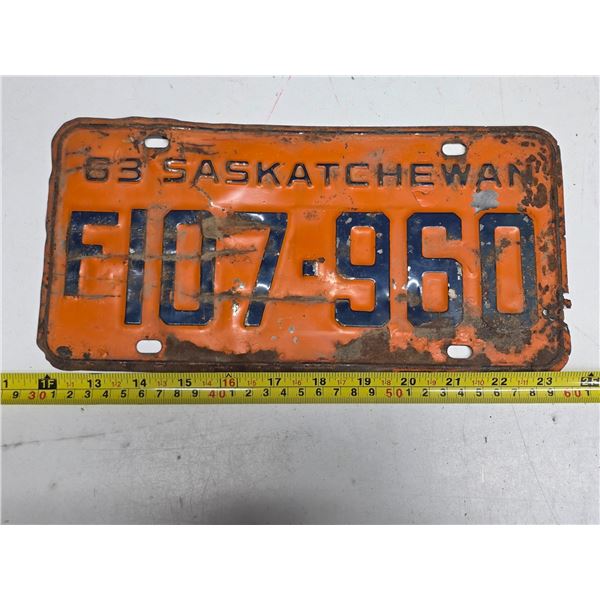 1963 sask license plate