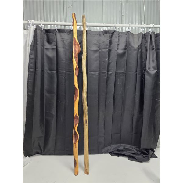 2 wooden diamond willow walking sticks- 58"L