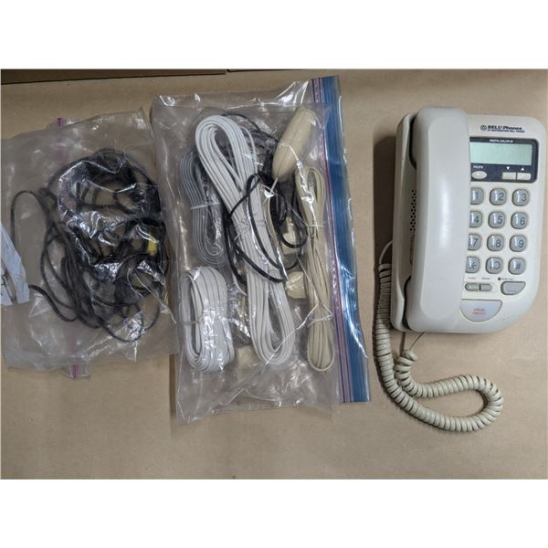 Home office/electronics, cords, phone
