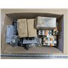 Image 1 : box of electrical supplies, breakers, actuators, regulators, etc