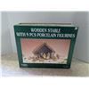 Image 1 : wooden stable with 9 pcs porcelain figurines